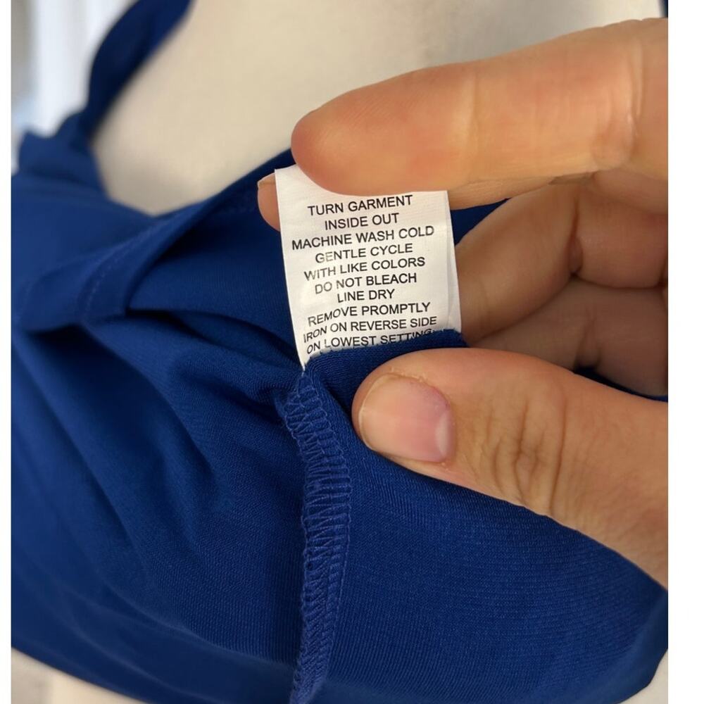 Notations Women's Size S Royal Blue Ruffle Sleeve Half Zip Blouse #0392 - Picture 8 of 10